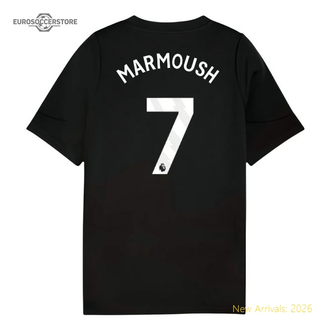 2025-2026 Man City Training Jersey (Black) - Kids (Marmoush 7)-Football Jersey Hub