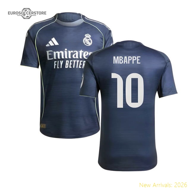 2025-2026 Real Madrid Authentic Away Shirt (Mbappe 10)-Football Jersey Hub