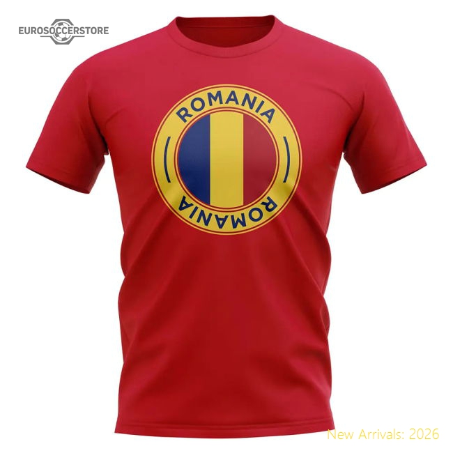 Romania Football Badge T-Shirt (Red)-Football Jersey Hub