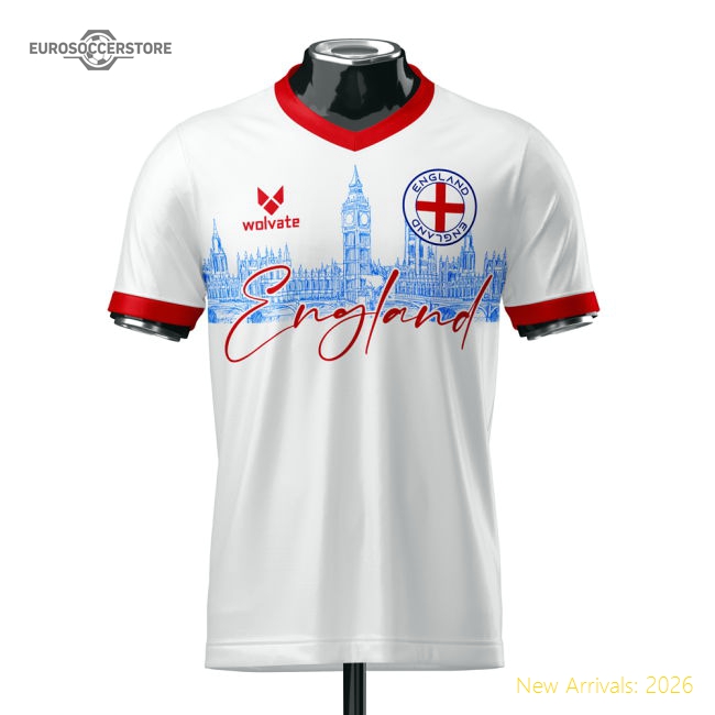 England Heritage Football Jersey White/Red (Wolvate) Adult Short Sleeve-Football Jersey Hub
