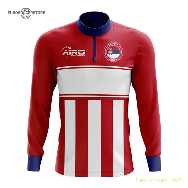 Serbia Concept Football Half Zip Midlayer Top (Red-White)-Football Jersey Hub