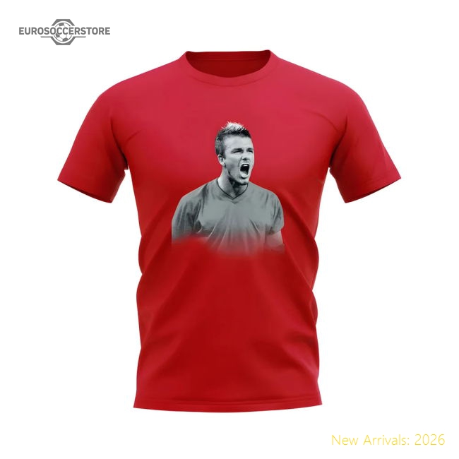 David Beckham England Football Legend T-Shirt (Red)-Football Jersey Hub