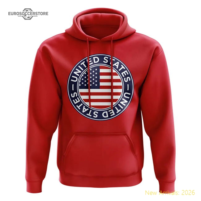 USA Football Badge Hoodie (Red)-Football Jersey Hub