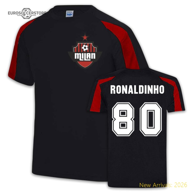 Ronaldinho AC Milan Sport Training Jersey (Black)-Football Jersey Hub
