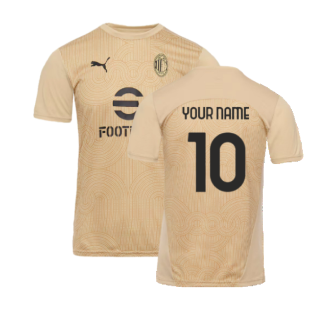 2024-2025 AC Milan Pre-Match Shirt (Putty) (Your Name)-Football Jersey Hub