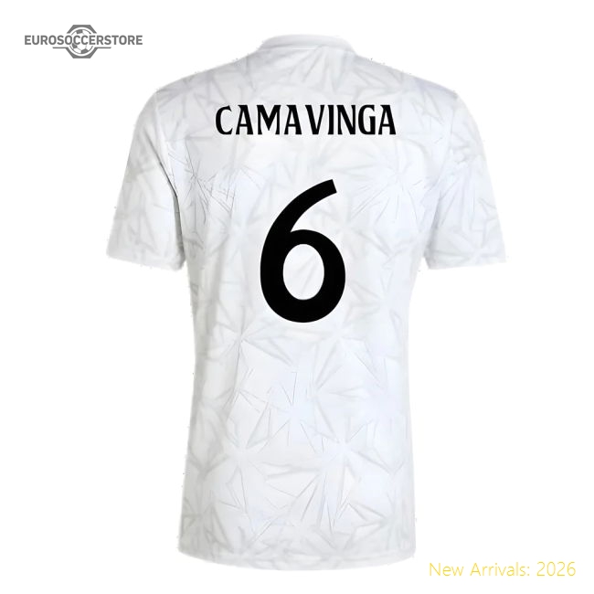 2024-2025 Real Madrid Pre-Match Shirt (White) (Camavinga 6)-Football Jersey Hub