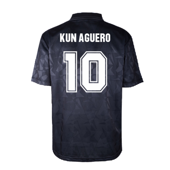 Man City 1990 Blackout Retro Shirt (KUN AGUERO 10)-Football Jersey Hub