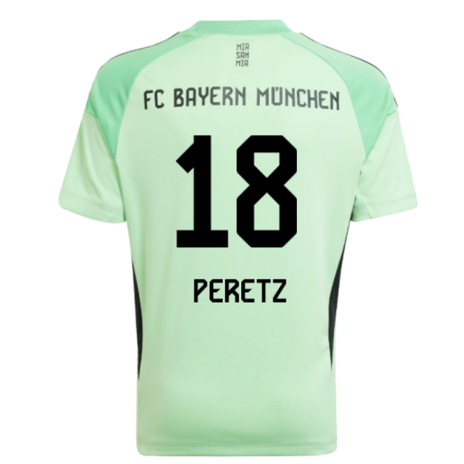 2025-2026 Bayern Munich Home Goalkeeper Shirt (Glory Mint) - Kids (Peretz 18)-Football Jersey Hub