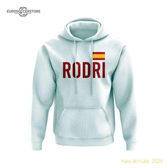 Rodri Spain Flag Hoody (White)-Football Jersey Hub