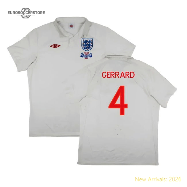 England 2009-10 World Cup Home shirt (XL) (Very Good) (GERRARD 4)-Football Jersey Hub