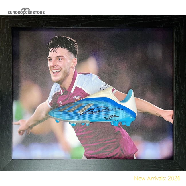 West Ham United FC Rice Signed Boot (Framed)-Football Jersey Hub