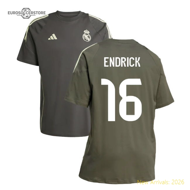 2025-2026 Real Madrid Training Tee (Utility Grey) (Endrick 16)-Football Jersey Hub