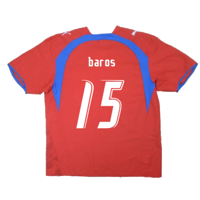 Czech Republic 2006-08 Home Shirt ((Very Good) L) (Baros 15)-Football Jersey Hub