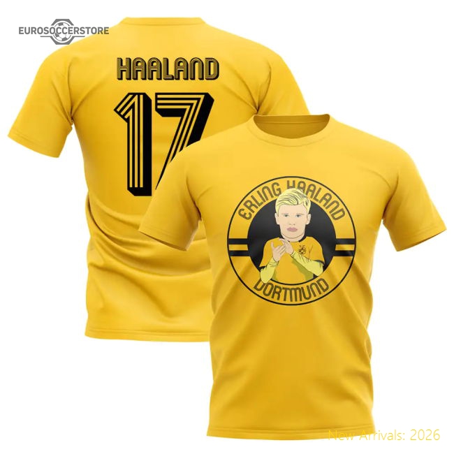 Erling Haaland Dortmund Illustration T-Shirt (Yellow)-Football Jersey Hub