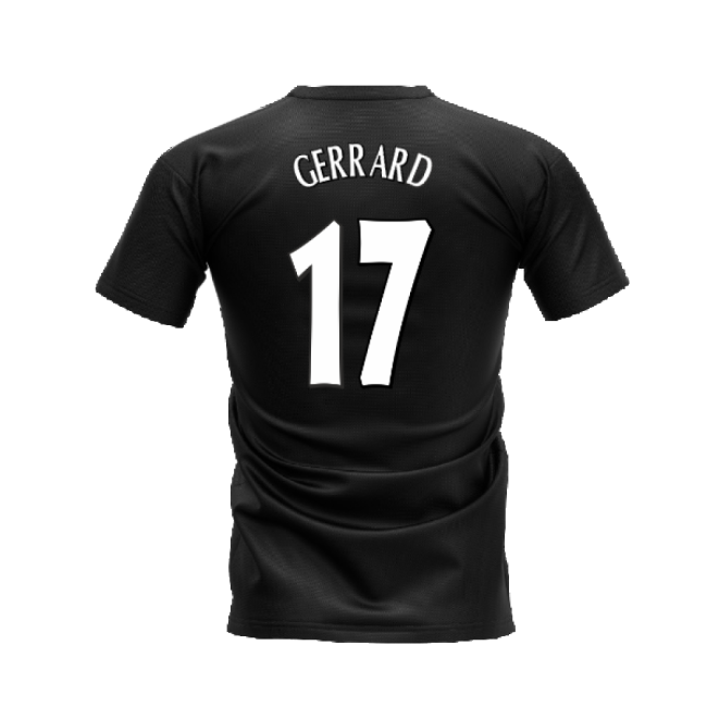Liverpool 2000-2001 Retro Shirt T-shirt (Black) (GERRARD 17)-Football Jersey Hub