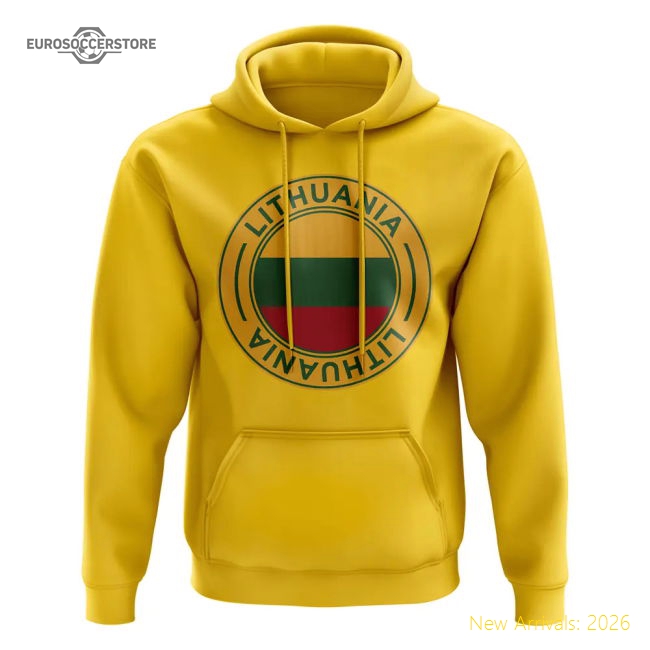 Lithuania Football Badge Hoodie (Yellow)-Football Jersey Hub