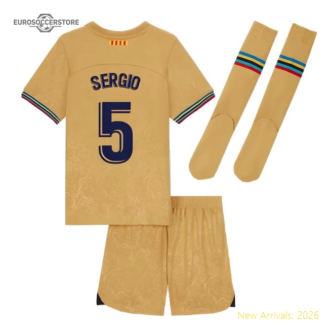 2022-2023 Barcelona Little Boys Away Kit (SERGIO 5)-Football Jersey Hub