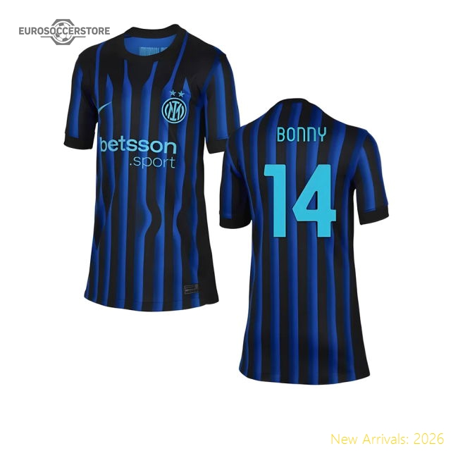 2025-2026 Inter Milan Home Shirt (Kids) (Bonny 14)-Football Jersey Hub