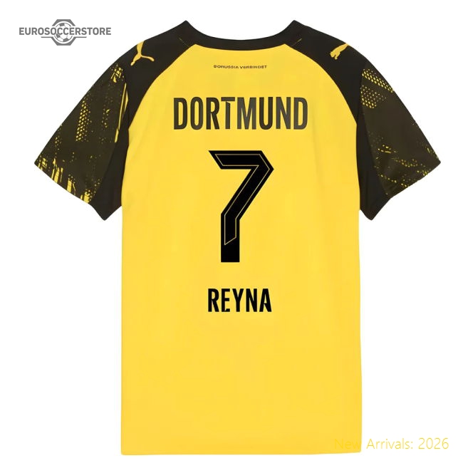 2025-2026 Borussia Dortmund Home Shirt (Kids) (Reyna 7)-Football Jersey Hub