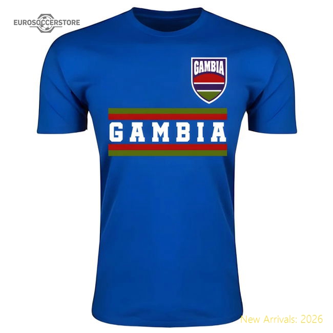 Gambia Core Football Country T-Shirt (Blue)-Football Jersey Hub