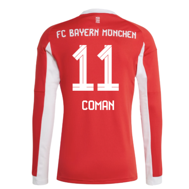 2025-2026 Bayern Munich Long Sleeve Home Shirt (Coman 11)-Football Jersey Hub