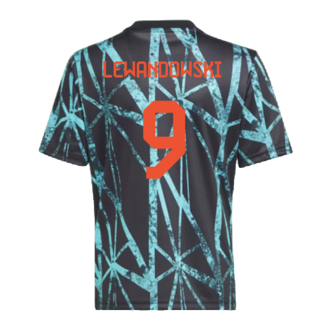 2024-2025 Bayern Munich Pre-Match Shirt (Black) - Kids (Lewandowski 9)-Football Jersey Hub