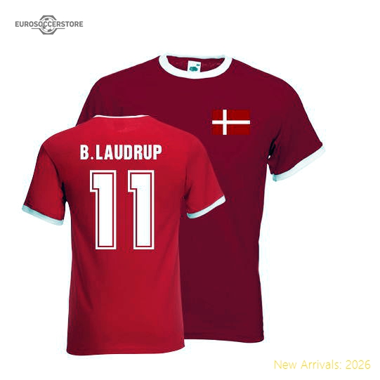 Brian Laudrup Denmark Ringer Tee (red)-Football Jersey Hub
