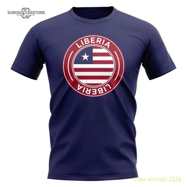 Liberia Football Badge T-Shirt (Navy)-Football Jersey Hub