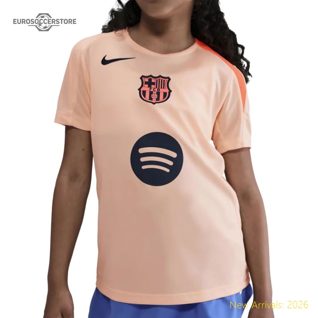 2025-2026 Barcelona Third T90 Strike Training Shirt (Orange) - Kids-Football Jersey Hub