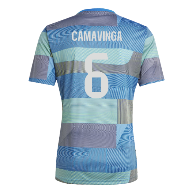 2025-2026 Real Madrid Pre-Match Shirt (Blue) (Camavinga 6)-Football Jersey Hub