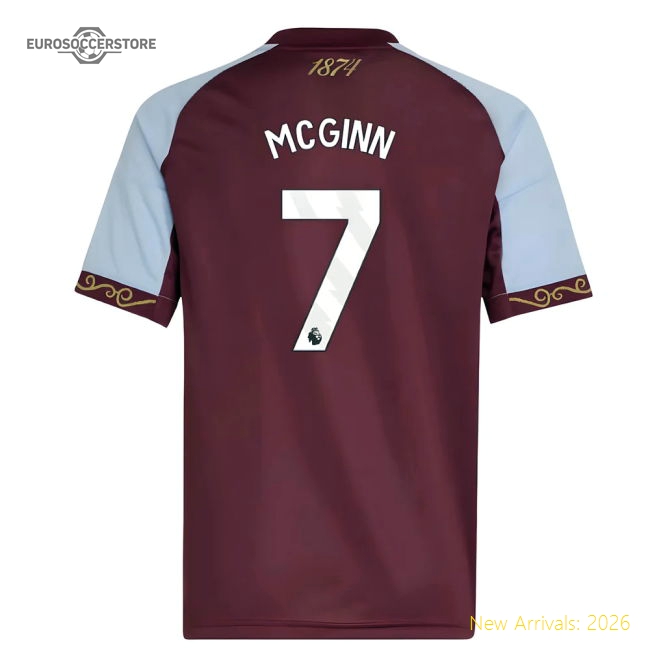 2025-2026 Aston Villa Home Shirt (Kids) (McGinn 7)-Football Jersey Hub