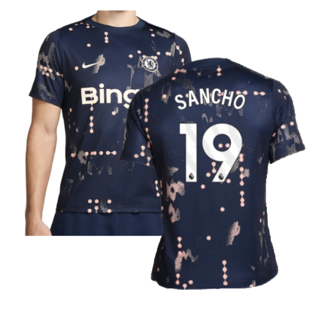 2024-2025 Chelsea Academy Pro Pre-Match Shirt (Obsidian) (Sancho 19)-Football Jersey Hub