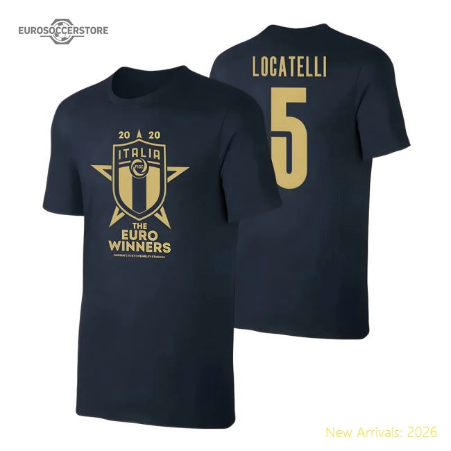 Italy WINNERS Euro 2020 (Locatelli 5) Dark Blue-Football Jersey Hub