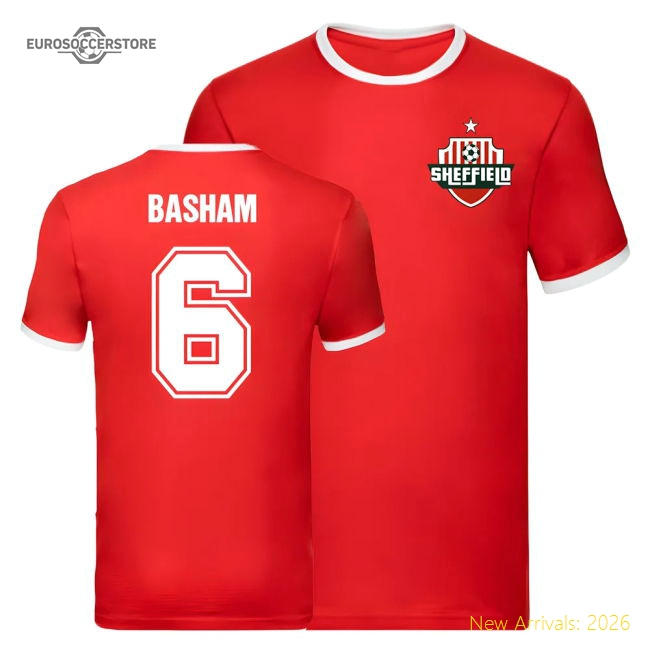 Chris Basham Sheffield United Ringer Tee (Red)-Football Jersey Hub