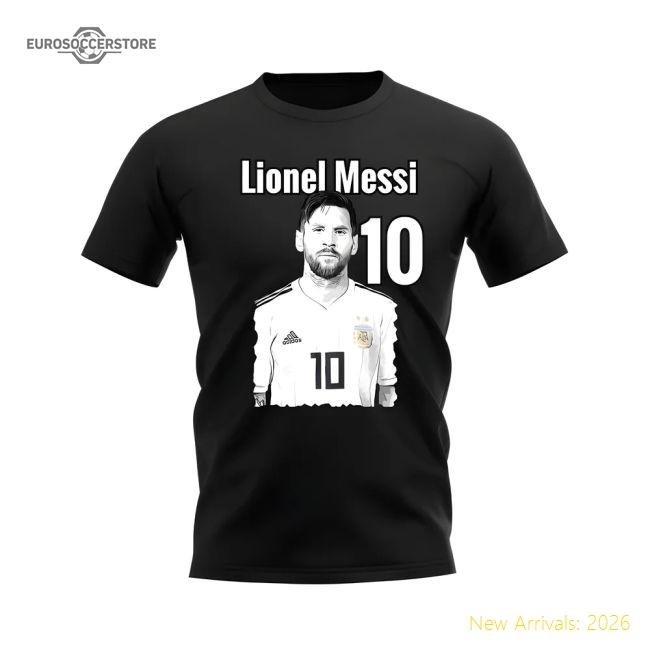 Lionel Messi Argentina Profile T-Shirt (Black)-Football Jersey Hub