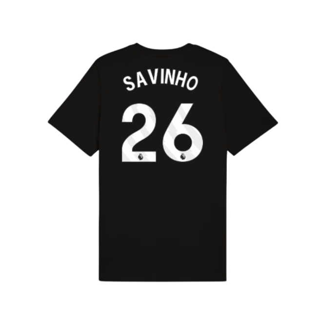 2025-2026 Man City FtblESS Tee (Black) (Savinho 26)-Football Jersey Hub