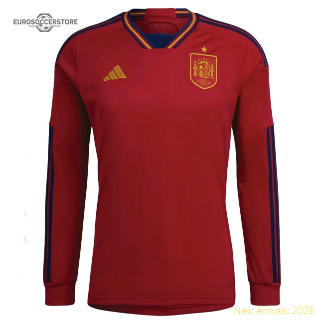 2022-2023 Spain Long Sleeve Home Shirt-Football Jersey Hub