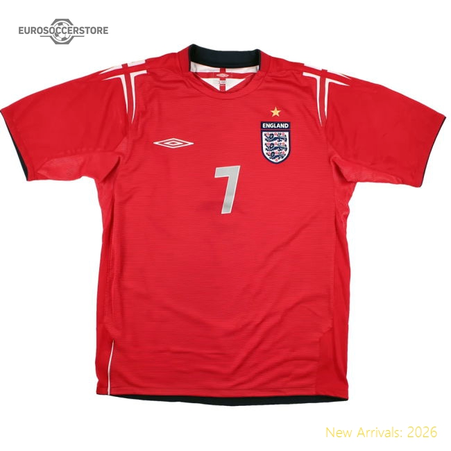England 2004-06 Away Shirt (M) Beckham #7 (Very Good)-Football Jersey Hub