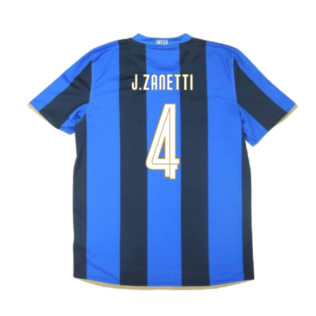 Inter Milan 2008-09 Home Shirt ((Excellent) S) (J.Zanetti 4)-Football Jersey Hub