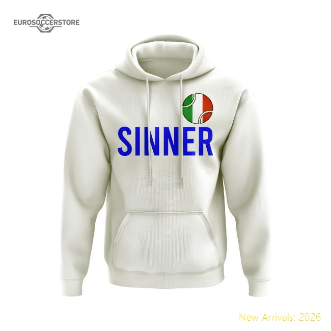 Jannik Sinner Italy Name Hoody (White)-Football Jersey Hub