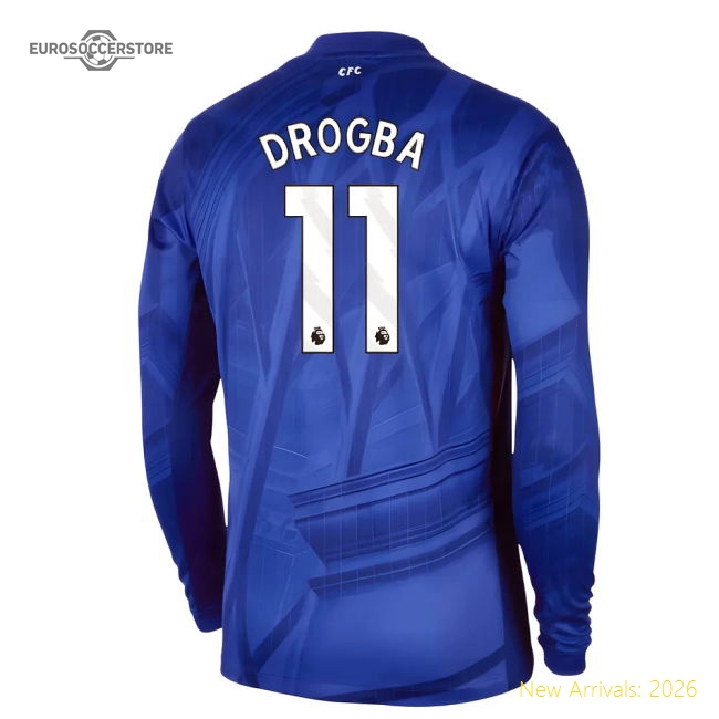 2025-2026 Chelsea Home Long Sleeve Shirt (Drogba 11)-Football Jersey Hub