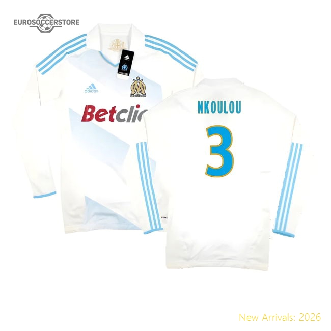 Marseille 2011-12 Player Spec Long Sleeve Home Shirt ((Excellent) L) (Nkoulou 3)-Football Jersey Hub
