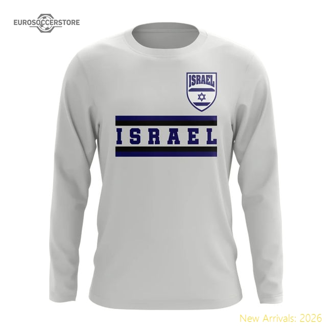 Israel Core Football Country Long Sleeve T-Shirt (White)-Football Jersey Hub