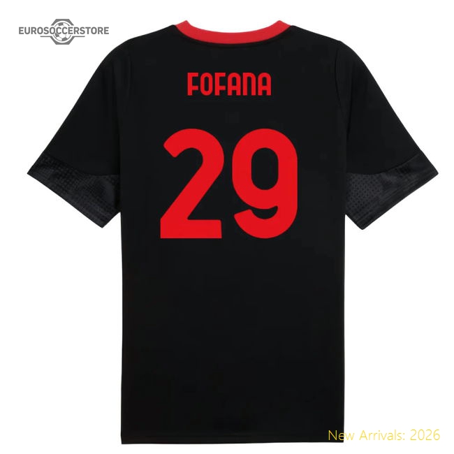 2025-2026 AC Milan Training Jersey (Black) (Fofana 29)-Football Jersey Hub