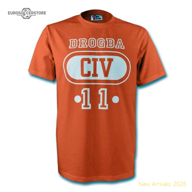 Didier Drogba Ivory Coast Civ T-shirt (orange)-Football Jersey Hub