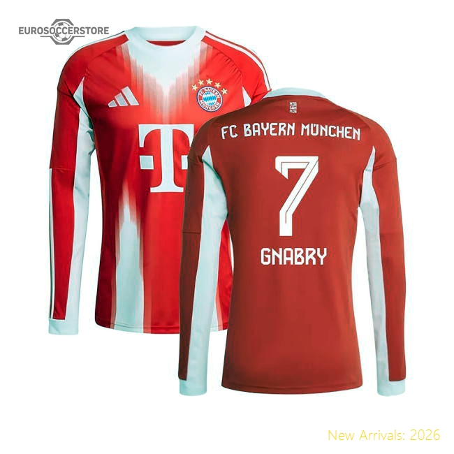 2025-2026 Bayern Munich Long Sleeve Home Shirt (Gnabry 7)-Football Jersey Hub