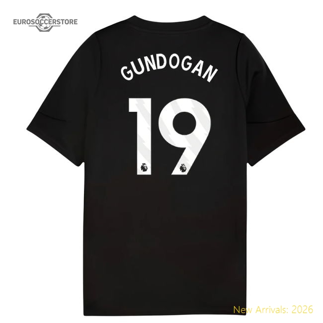 2025-2026 Man City Training Jersey (Black) - Kids (Gundogan 19)-Football Jersey Hub