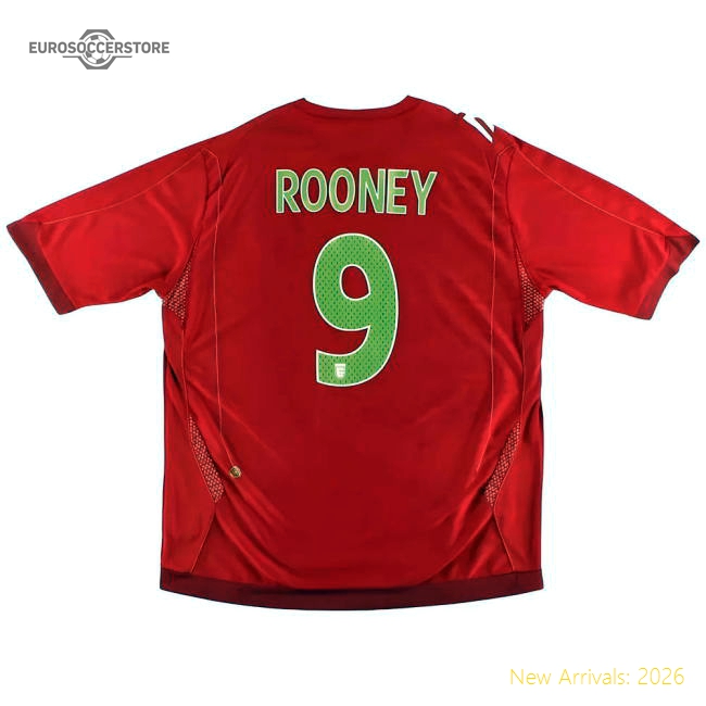 England 2006-08 Away Shirt Rooney #9 (XL) (Excellent)-Football Jersey Hub