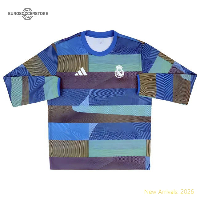 2025-2026 Real Madrid Pre Match Warm Top (Blue)-Football Jersey Hub