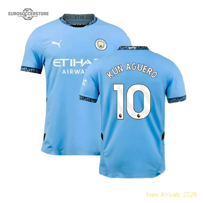 2024-2025 Man City Home Authentic Shirt (Kun Aguero 10)-Football Jersey Hub